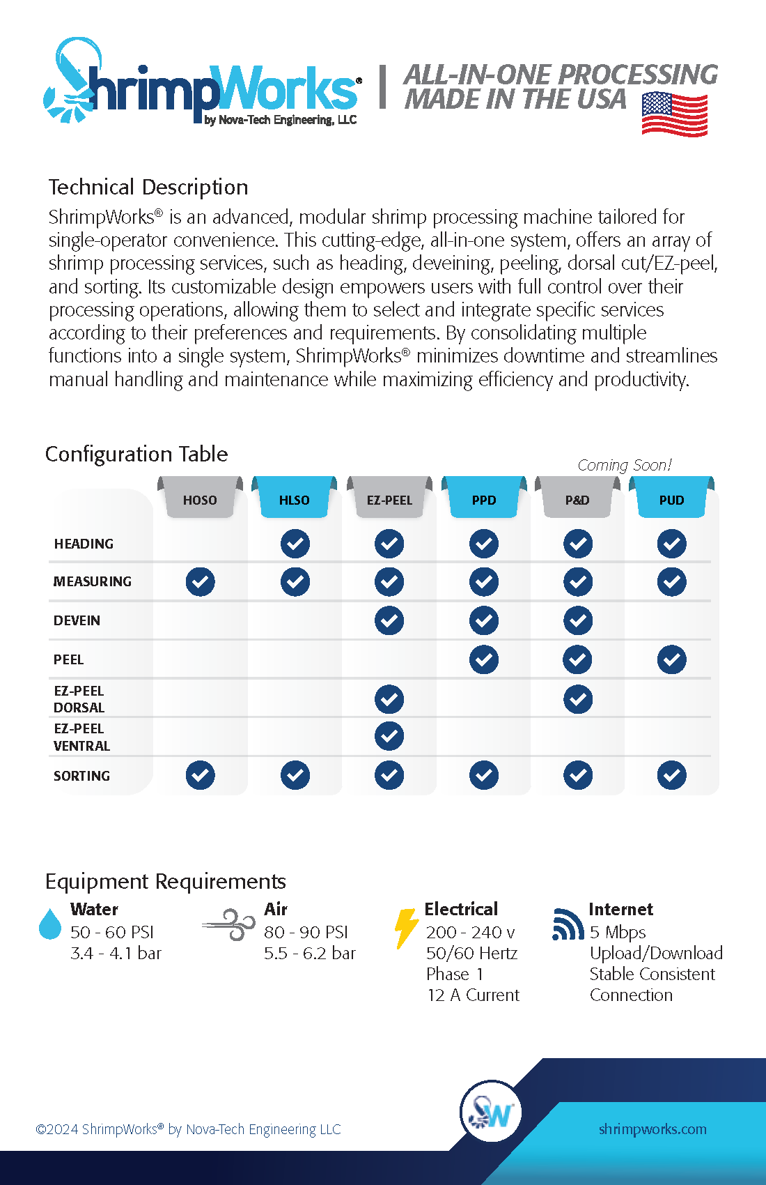 ShrimpWorks Spec Sheet Half Sheet_Page_1 Product Services Spec